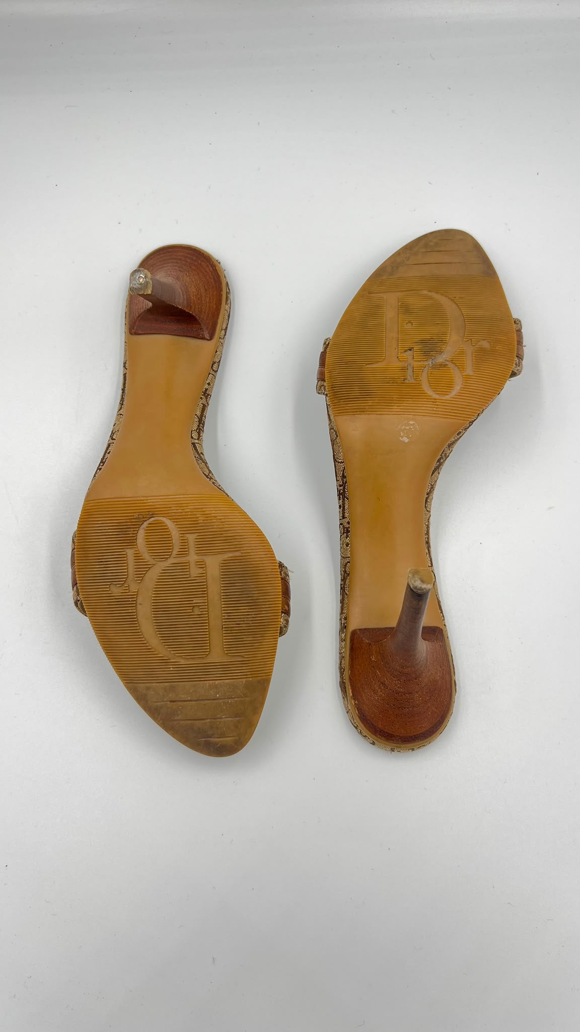 Dior Oblique Monogram Heeled Mules Size US 8.5
