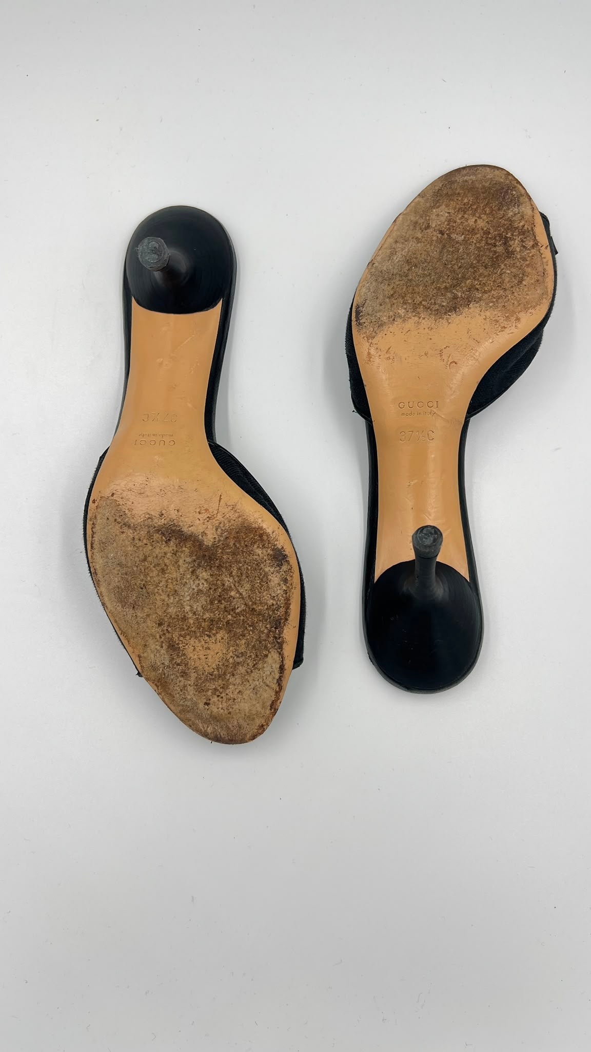 Vintage Gucci Web Bow Heeled Mules Size US 7